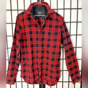 rag & bone Red and Black Plaid Casual Button Down Shirt
